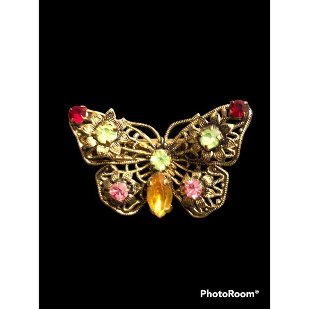 Vintage Small Bejeweled Butterfly Pin